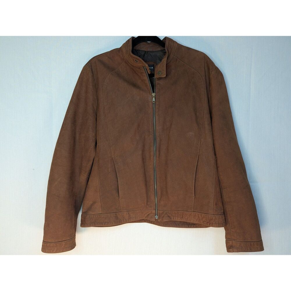 Vintage Vera Pelle Made In Italy Brown Genuine Leather Moto Jacket Women’s Lg